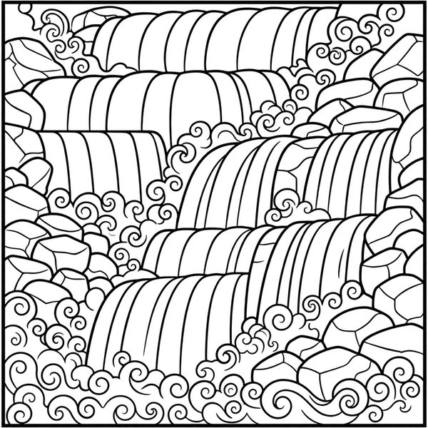 Waterfall coloring page