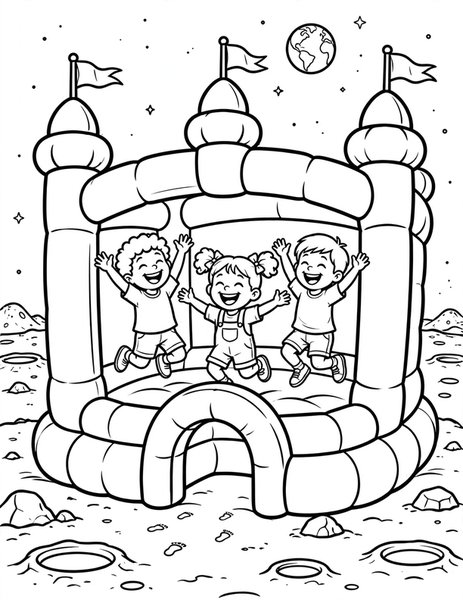 Moon Bouncy Castle coloring page