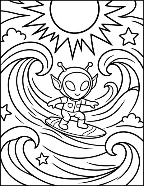 Solar Wind Surfing coloring page