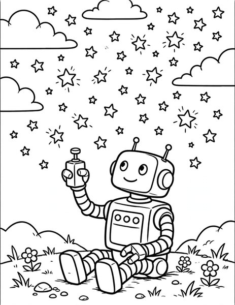 Robot Star Counter coloring page