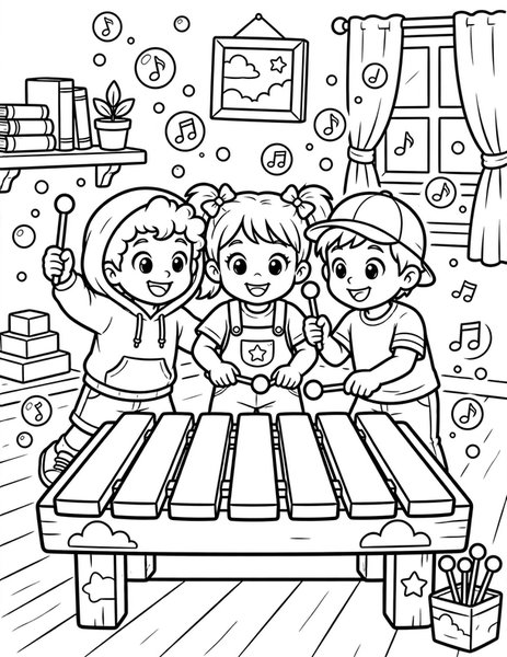 Xylophone Kids coloring page