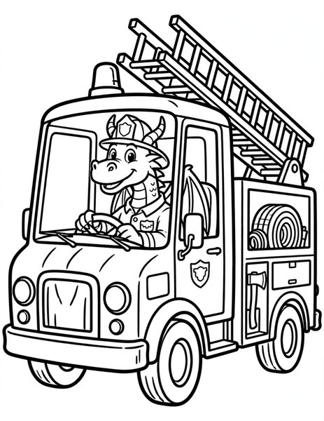 Dragon Fire Truck coloring page