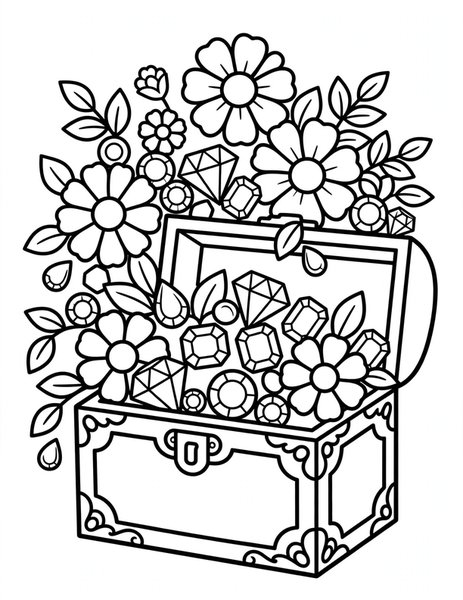 Flower Jewel Box coloring page
