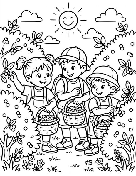 Blueberry Picking coloring page