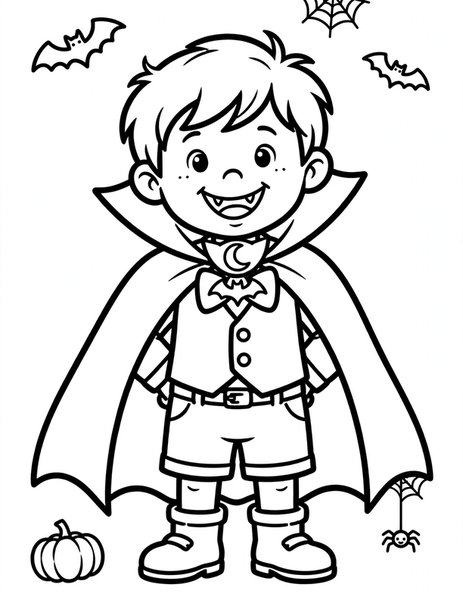 Little Vampire Costume coloring page