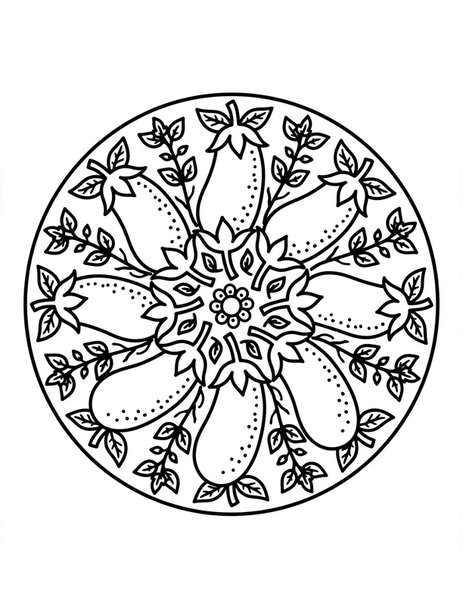 Eggplant Mandala coloring page