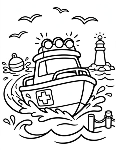 Water Ambulance coloring page