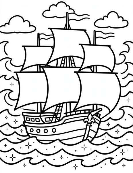 Tall Ship Sails coloring page