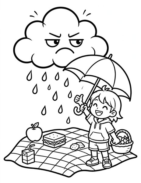 Kawaii Storm Cloud coloring page
