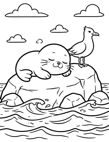 Seal Pup Nap coloring page