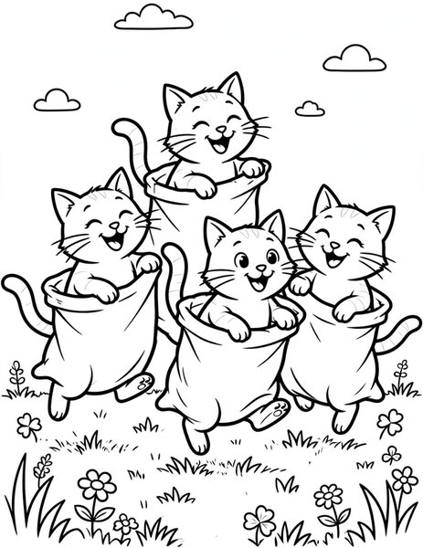 Cat Sack Hop coloring page