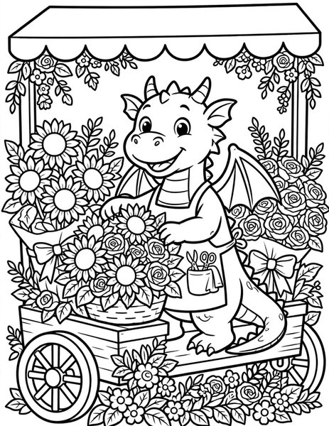 Dragon Florist coloring page