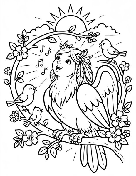 Harpy Choir coloring page