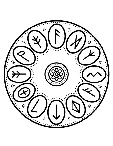Rune Stone Mandala coloring page