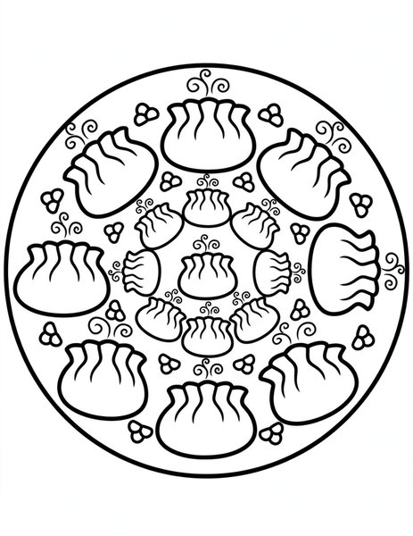 Dumpling Pleat Mandala coloring page
