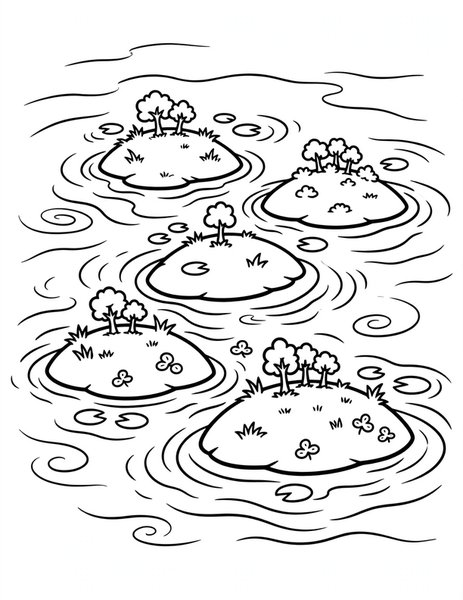 Floating Islands coloring page