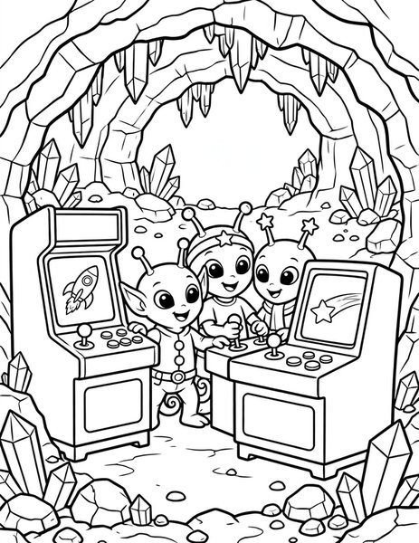 Asteroid Arcade coloring page