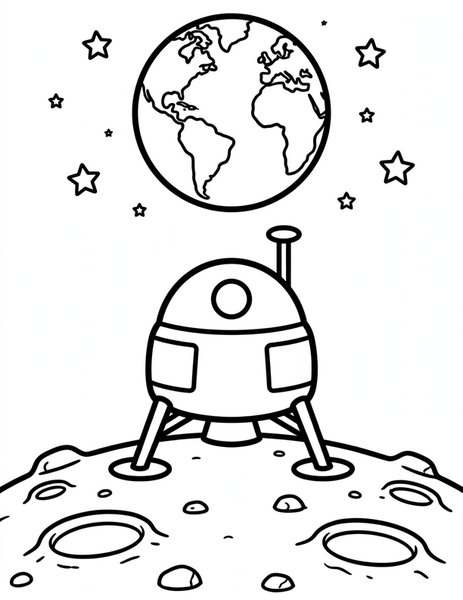 Moon Lander Touchdown coloring page
