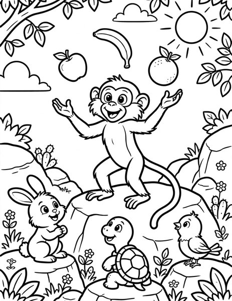 Vervet Monkey Fruit coloring page