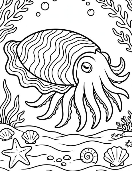 Cuttlefish Wave coloring page
