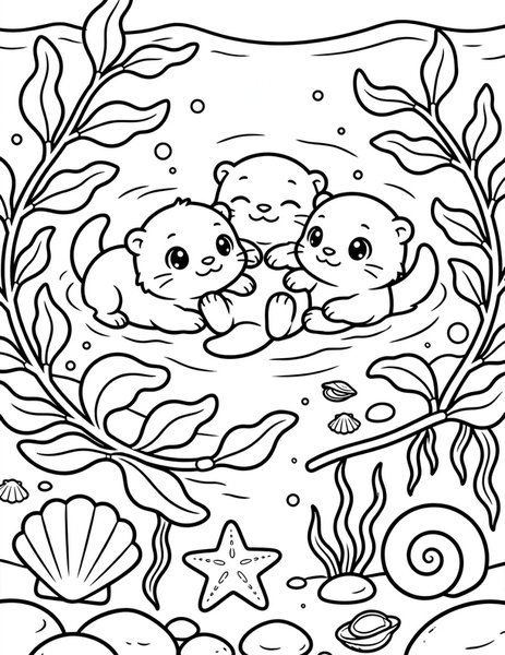 Otter Raft coloring page