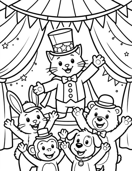 Cat Ringmaster coloring page