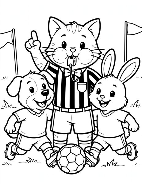 Cat Referee coloring page