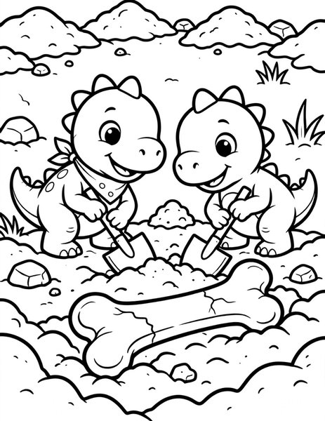 Fossil Dig Day coloring page