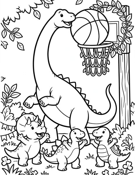 Brachiosaurus Basketball coloring page
