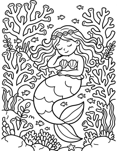Coral Mermaid coloring page
