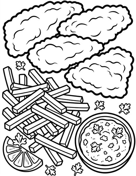 Fish and Chips coloring page