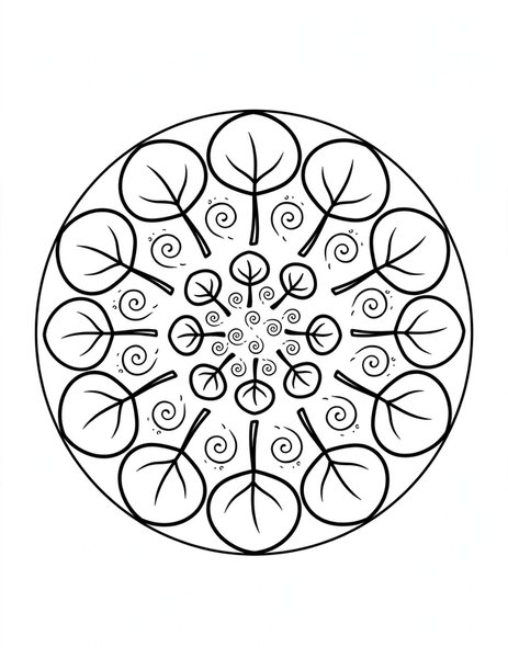 Aspen Leaf Mandala coloring page