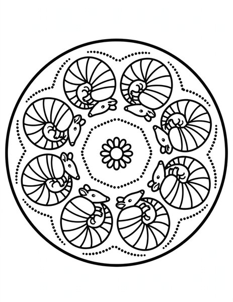 Armadillo Curl Mandala coloring page