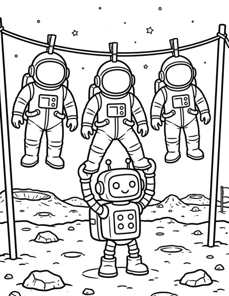 Lunar Laundry Day coloring page