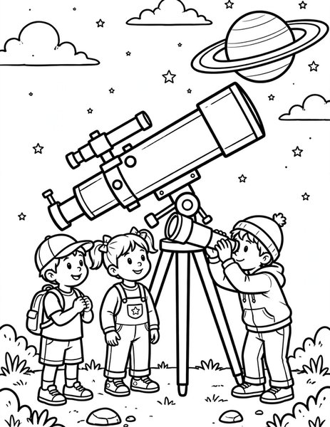 Telescope Club coloring page