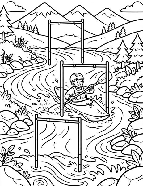 Kayak Slalom coloring page