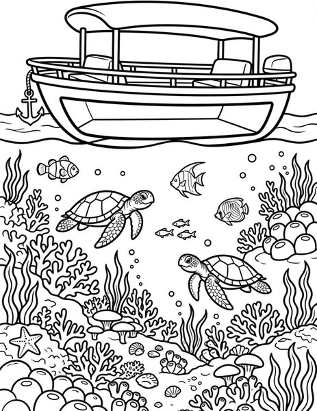 Glass Bottom Boat Tour coloring page