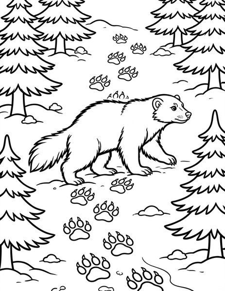 Wolverine Snow Trek coloring page