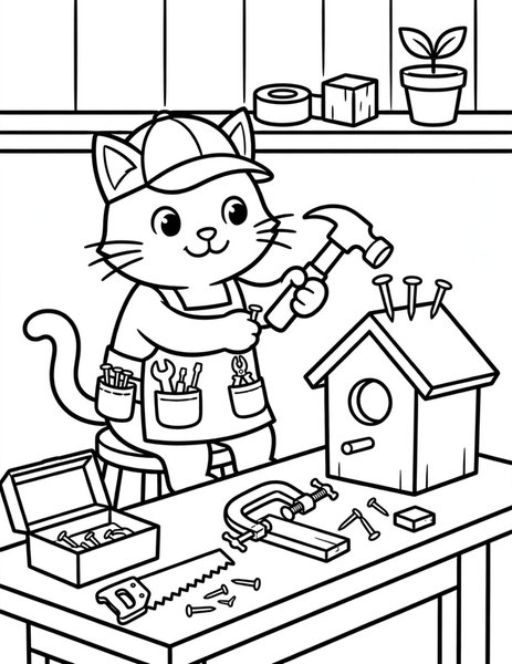 Cat Carpenter coloring page