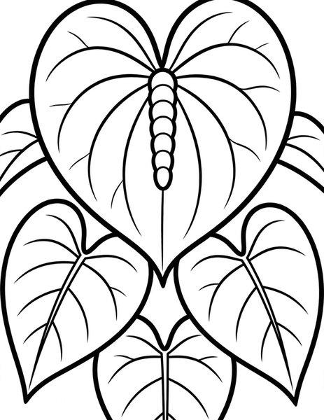 Anthurium Heart Bloom coloring page