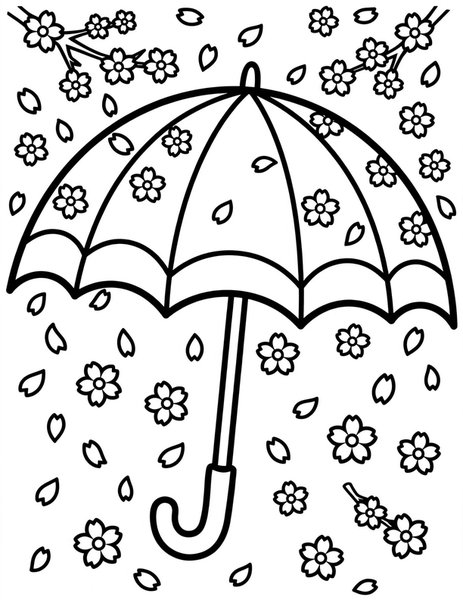 Blossom Umbrella coloring page