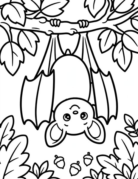 Bat Hanging Upside Down coloring page