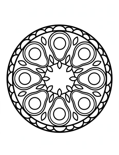 Avocado Half Mandala coloring page