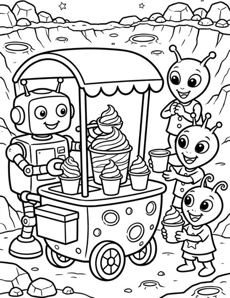 Robot Snow Cone Stand coloring page