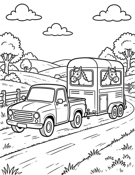 Horse Trailer coloring page