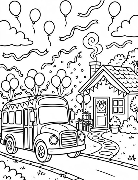 Party Bus coloring page