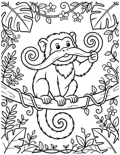 Emperor Tamarin Whiskers coloring page