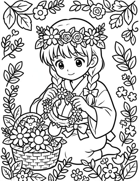 Flower Crown coloring page