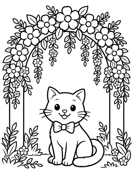 Cat Wedding coloring page