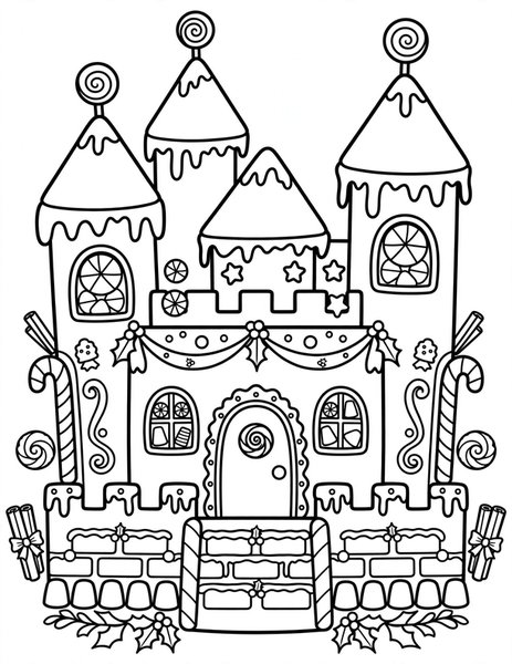 Gingerbread Castle coloring page